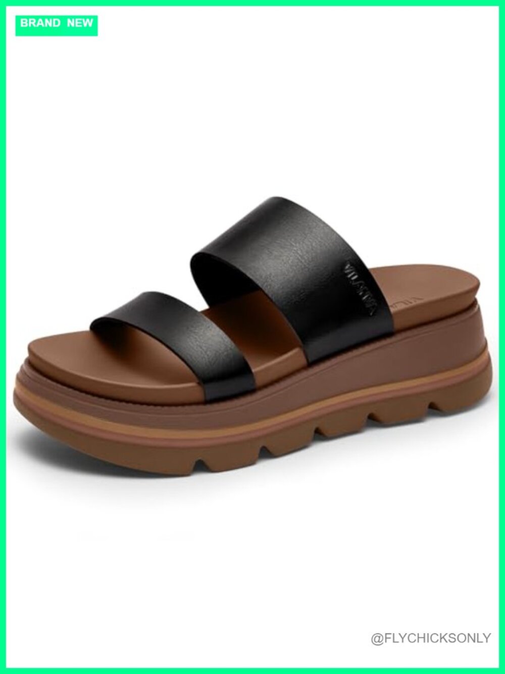 Women's Platform Slide Sandals 2 Inch Chunky Double Strap Slip-On Cushioned